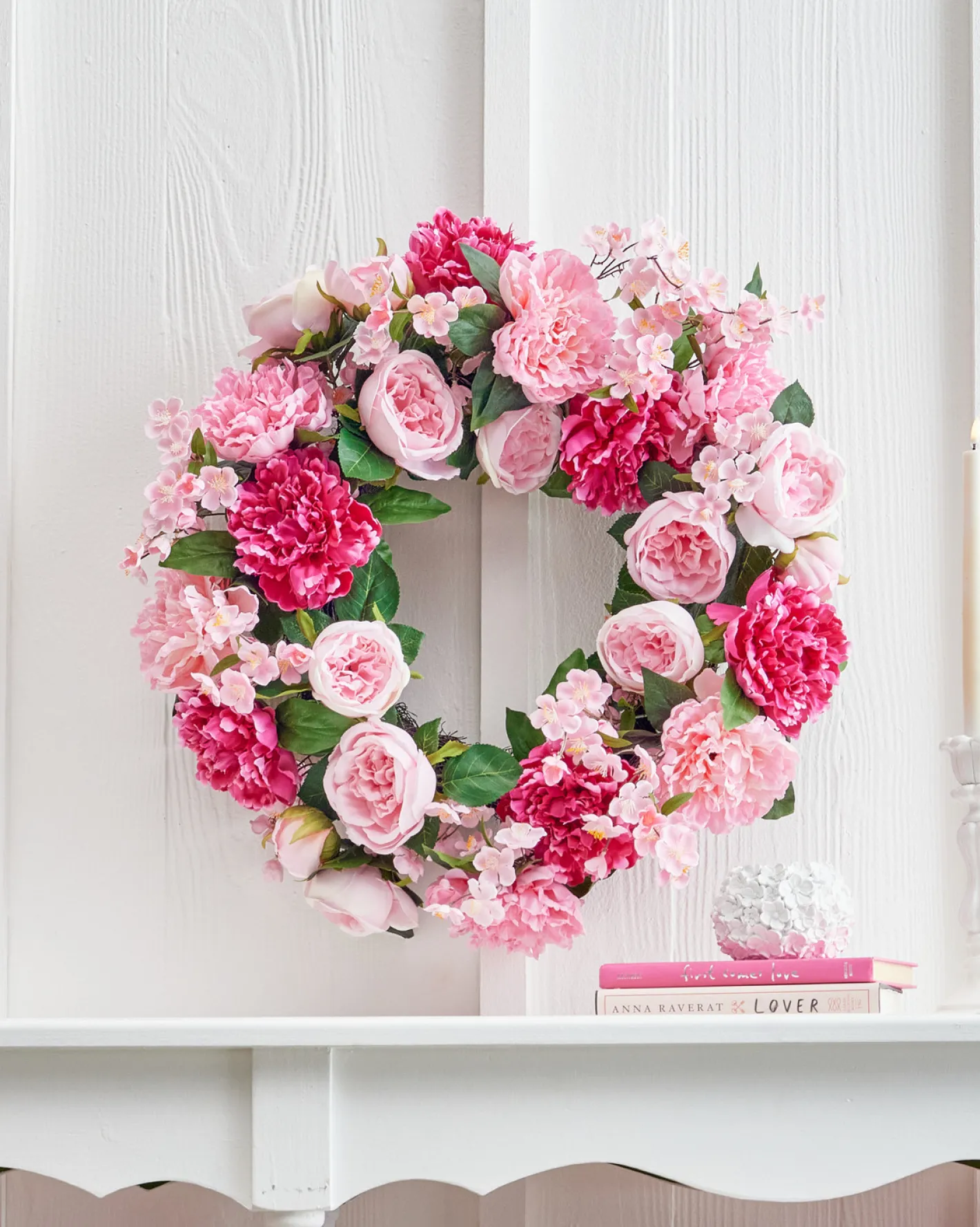 Raz Imports Raz 24" Pink Peony and Rose Easter Wreath W4502056 Sale