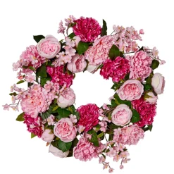 Raz Imports Raz 24" Pink Peony and Rose Easter Wreath W4502056 Sale