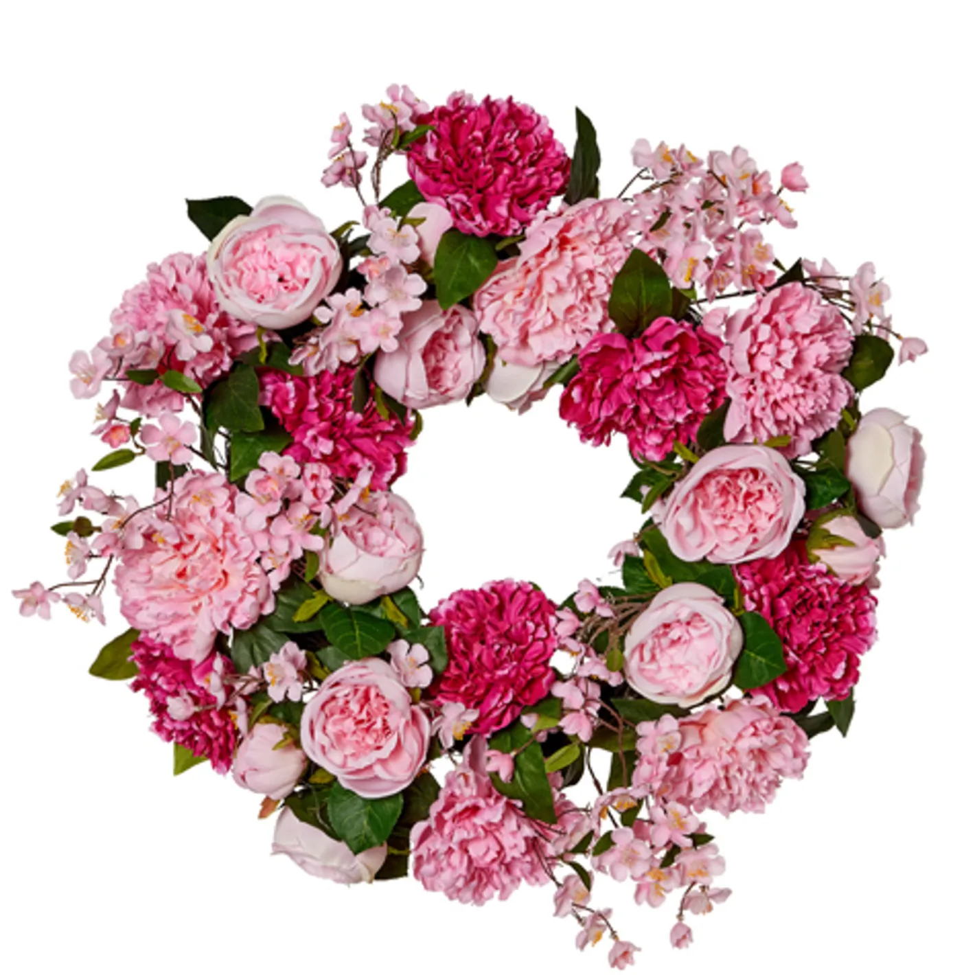 Raz Imports Raz 24" Pink Peony and Rose Easter Wreath W4502056 Sale