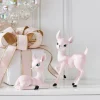 Raz Imports Raz 8.25" Pink Retro Christmas Deer Figure Set of 2 4412100 New