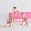 Raz Imports Raz 3" Pink Retro Deer Christmas Ornament Set Of 3 4457653 Hot