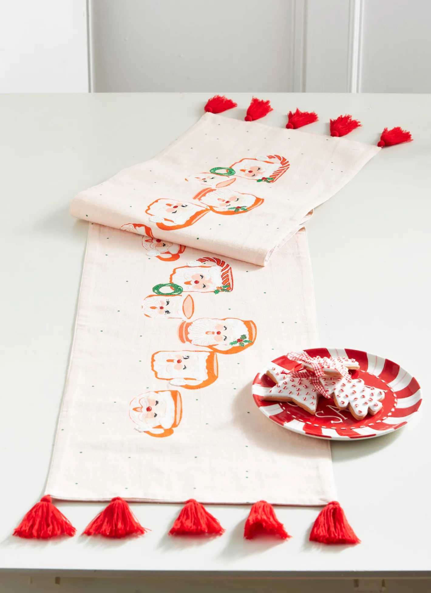 Raz Imports Raz 72" Pink Santa Mug Christmas Table Runner 4319325 Outlet
