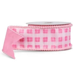 Raz Imports Raz 4" Pink Spring Gingham Wired Easter Ribbon R4527718 Sale