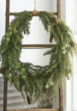 Raz Imports Raz 30" Real Feel Oval Cedar and Pinecone Christmas Wreath W4011591 Sale