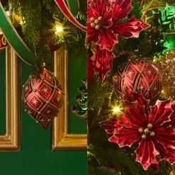 Raz Imports Raz 4" Red and Gold Deco Glass Christmas 4524884 Discount