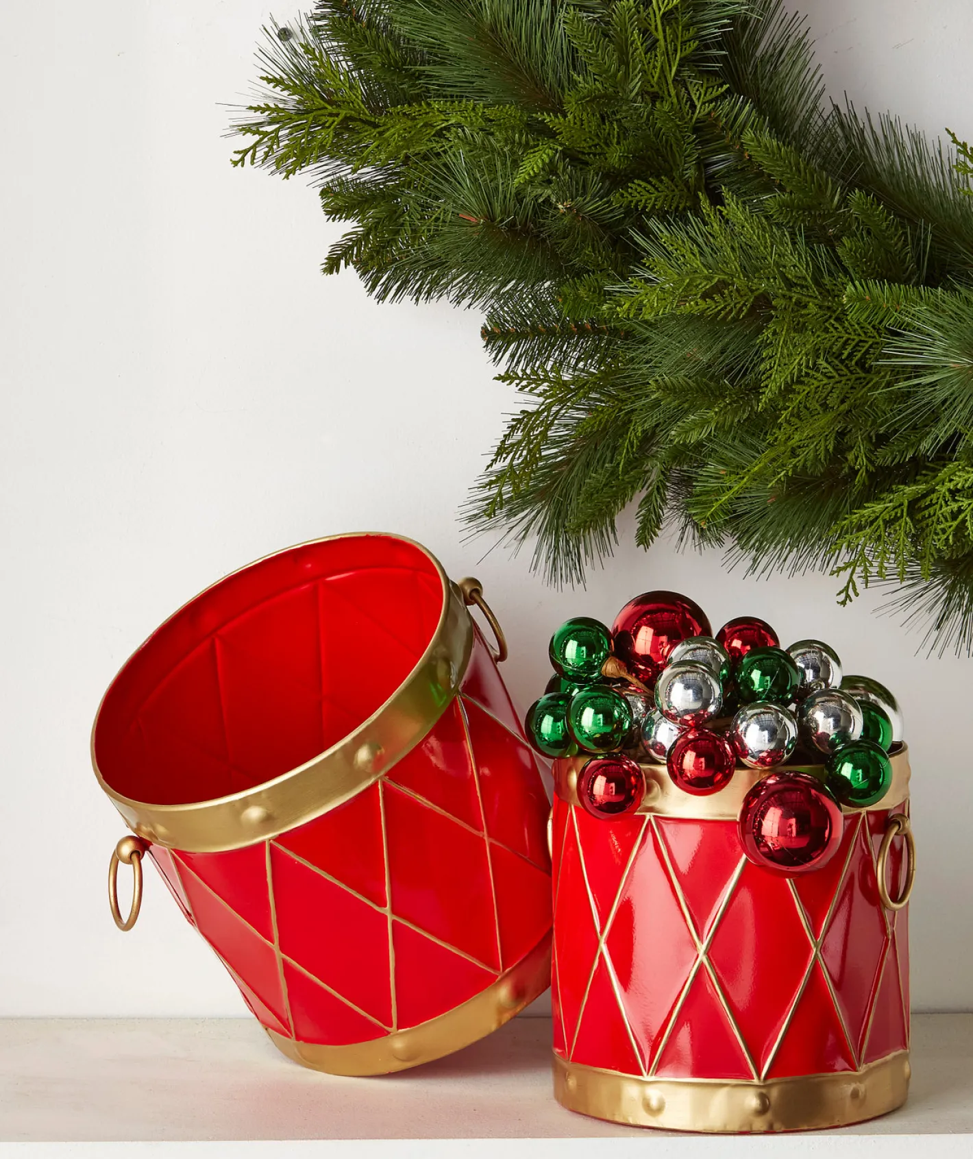 Raz Imports Raz 10.5" Red and Gold Drum Christmas Container Decoration 4425918 Best