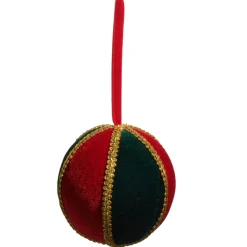 Raz Imports Raz 5" Red and Green Velvet Ball Christmas Ornament 4531071 Clearance