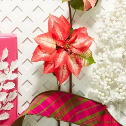 Raz Imports Raz 24.5" Red and Pink Poinsettia Stem Christmas Tree Pick F4341706 Clearance