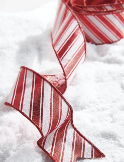 Raz Imports Raz 2.5" Red and White Metallic Peppermint Striped Wired Christmas Ribbon R4271839 Sale
