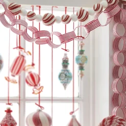 Raz Imports Raz 4' Red and White Striped Chain Christmas Garland G4106712 New