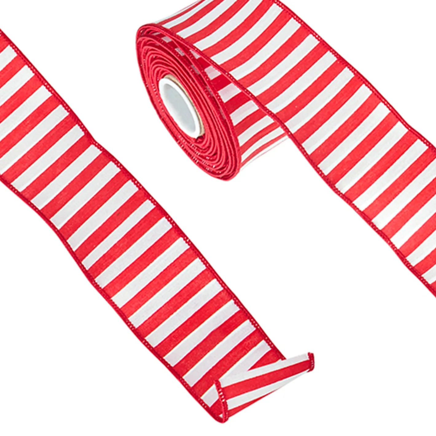 Raz Imports Raz 2.5" Red and White Striped Wired Christmas Ribbon R4271840