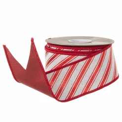 Raz Imports Raz 2.5" Red and White Striped Wired Christmas Ribbon R4071775 Hot
