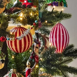 Raz Imports Raz 4" Red and White Striped Glass Christmas Ornament 4520059 Outlet