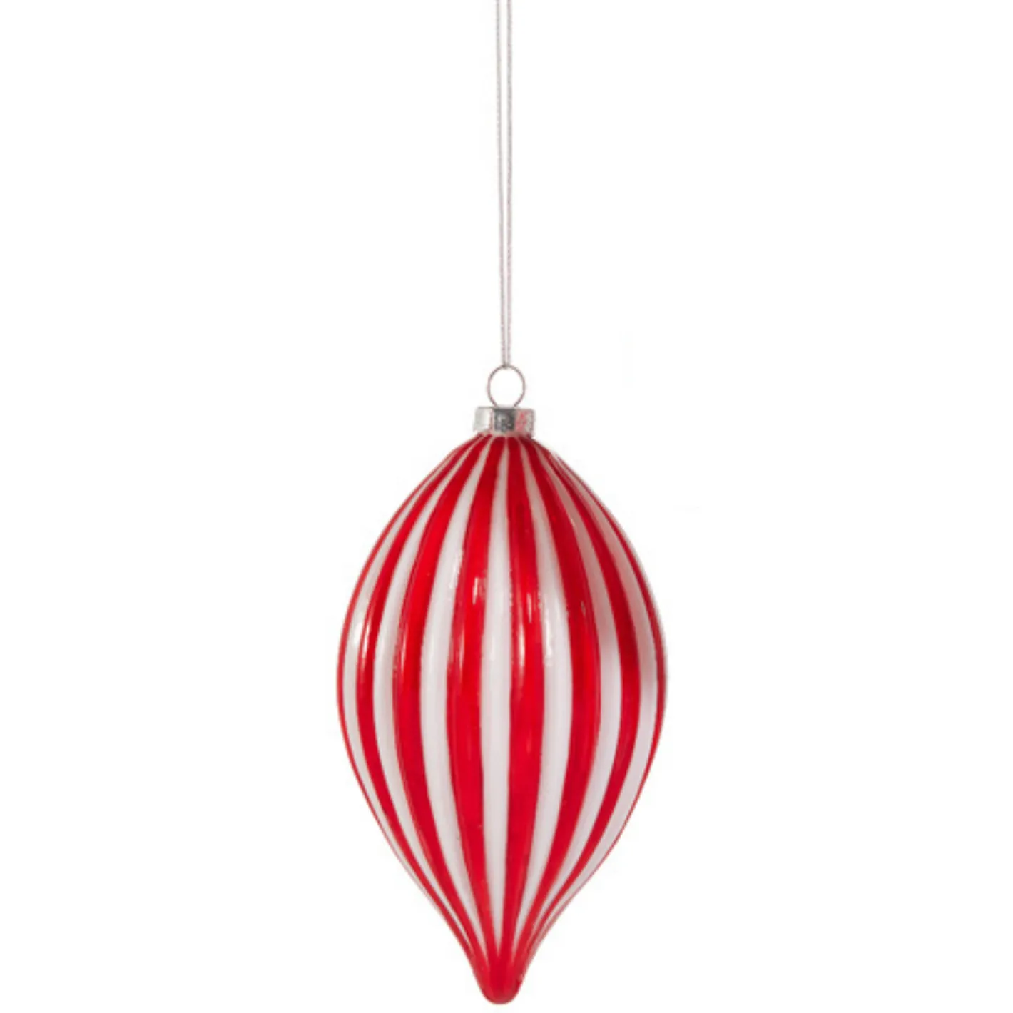 Raz Imports Raz 4" Red and White Striped Glass Christmas Ornament 4520059 Outlet