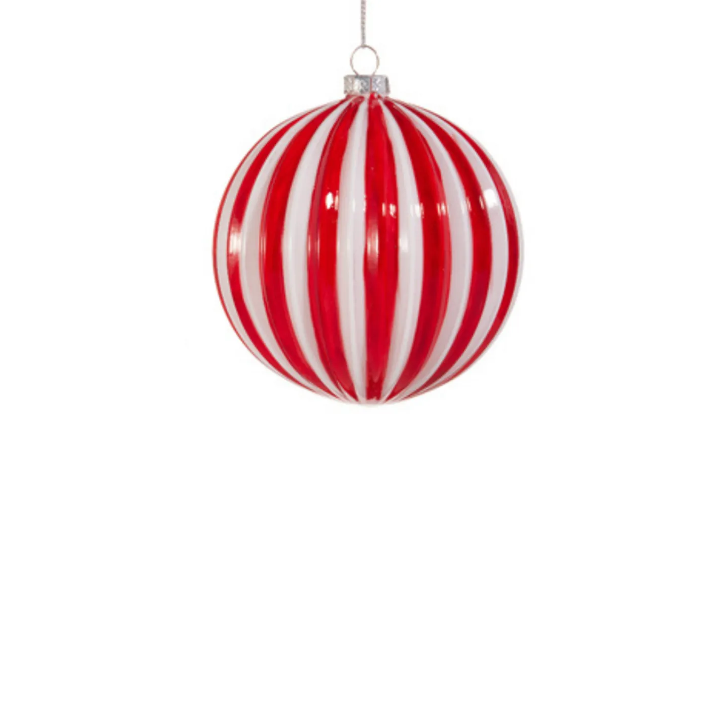 Raz Imports Raz 4" Red and White Striped Glass Christmas Ornament 4520059 Outlet