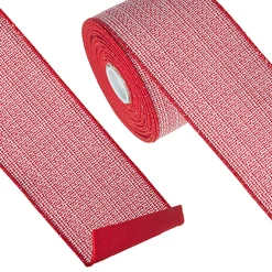 Raz Imports Raz 4" Red and White Tweed Wired Christmas Ribbon R4227742