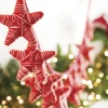 Raz Imports Raz 6' Red and White Yarn Star Christmas Tree Garland G4160800 Clearance
