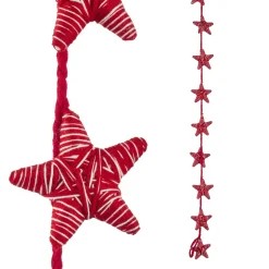 Raz Imports Raz 6' Red and White Yarn Star Christmas Tree Garland G4160800 Clearance