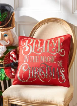 Raz Imports Raz 18" Red Believe Christmas Pillow 4327709