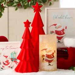 Raz Imports Raz 15.5" Red Flocked Christmas Tree Figures 4540855 Outlet