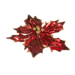 Raz Imports Raz 8" Red Foil Poinsettia Clip-On Christmas Ornament 4502414 Sale