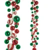 Raz Imports Raz 4' Red, Green, and Peppermint Ball Garland G4532778 Clearance