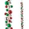 Raz Imports Raz 4' Red, Green, and Silver Plastic Ball Christmas Garland G4416412 Outlet