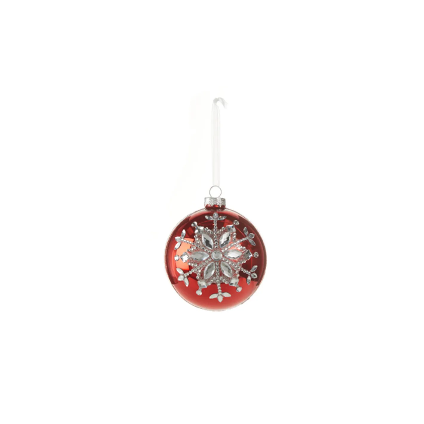 Raz Imports Raz 4" Red Jeweled Snowflake Glass Christmas Ornament 4324540