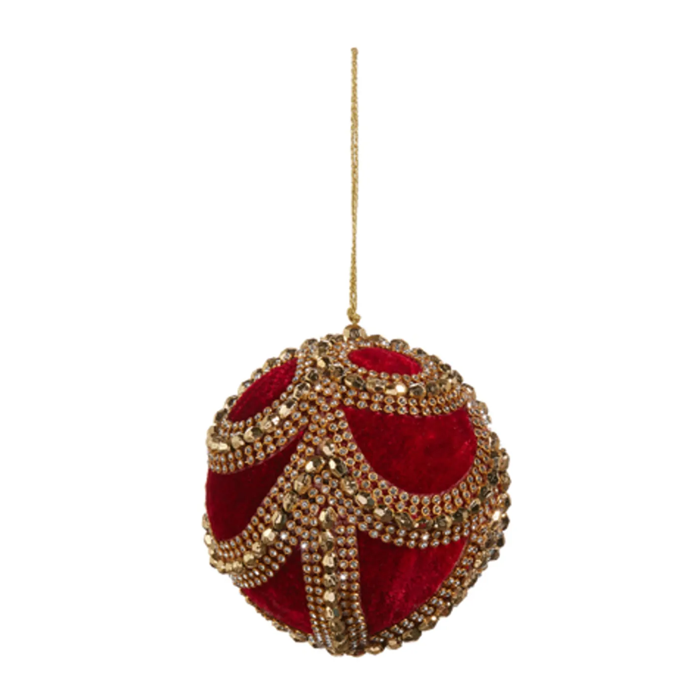 Raz Imports Raz 4" Red or Green Velvet Jeweled Ball Christmas Ornament Sale