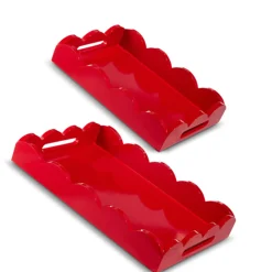 Raz Imports Raz 18.5" Red Scalloped Tray Set Christmas Decoration 4559135 Discount