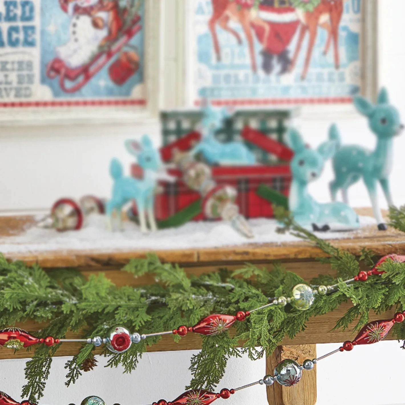 Raz Imports Raz 6' Retro Ornament Christmas Tree Glass Garland G4122805