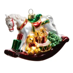 Raz Imports Raz 4.5" Rocking Horse Glass Christmas Ornament 4552853