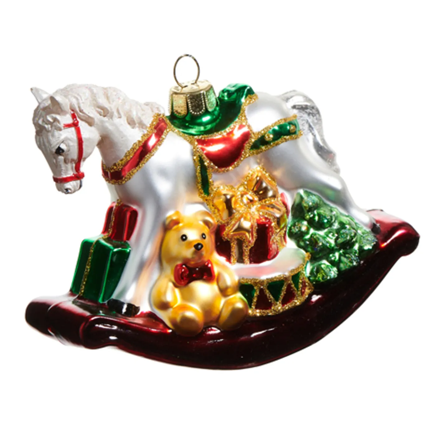 Raz Imports Raz 4.5" Rocking Horse Glass Christmas Ornament 4552853