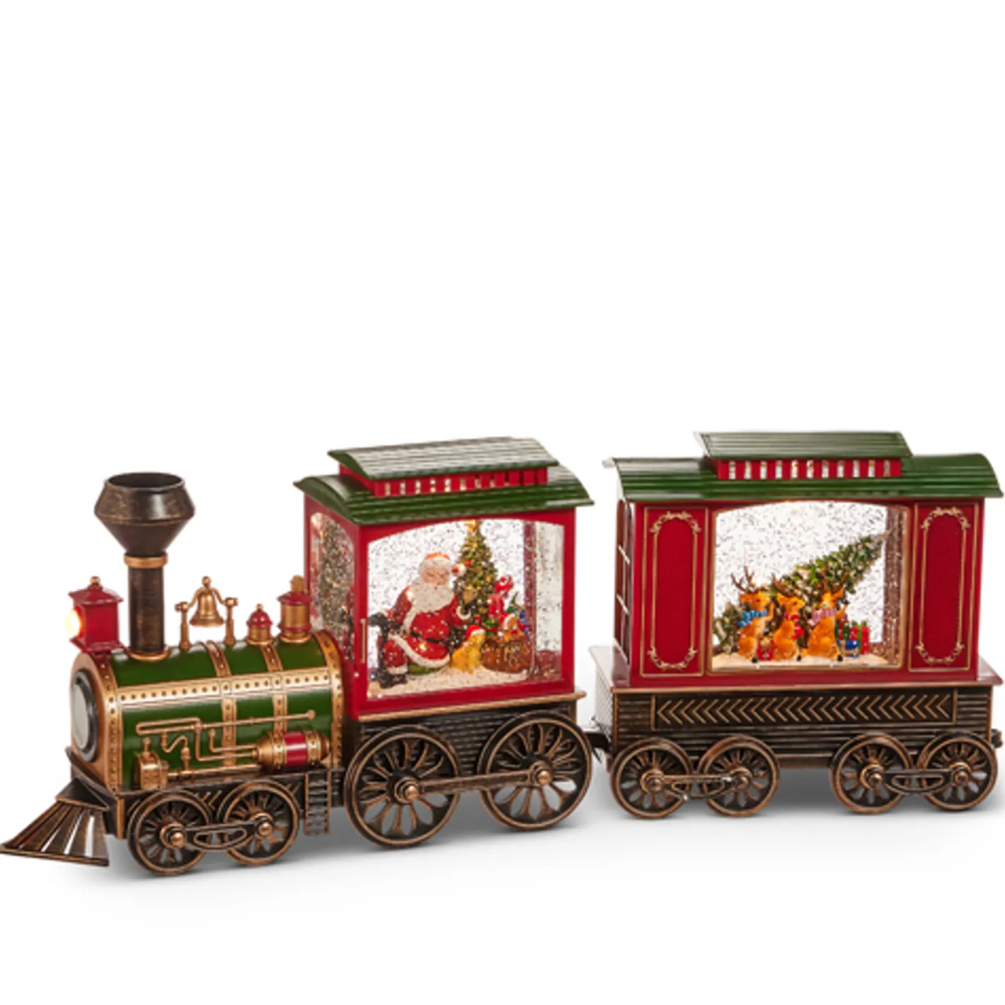 Raz Imports Raz 12.25" Santa and Reindeer Lighted Christmas Water Globe Train 4500789 Sale