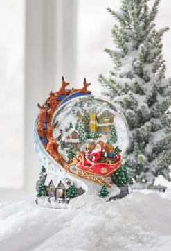 Raz Imports Raz 7.5" Santa and Sleigh Lighted Swirling Glitter Water Globe Christmas Snow Globe 4200758 New