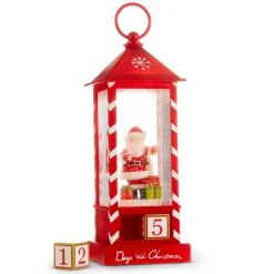 Raz Imports Raz 11" Santa Checking List Lighted Christmas Water Globe Lantern with Countdown 4316932 Clearance