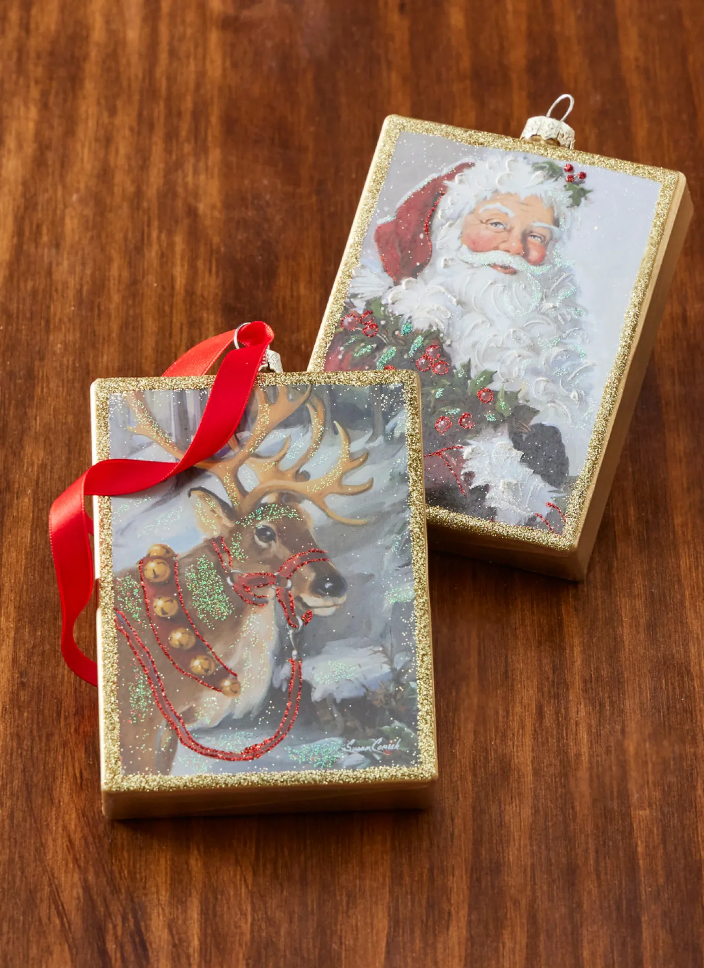 Raz Imports Raz 4.5" Santa or Reindeer Painted Style Glass Christmas Ornament Online