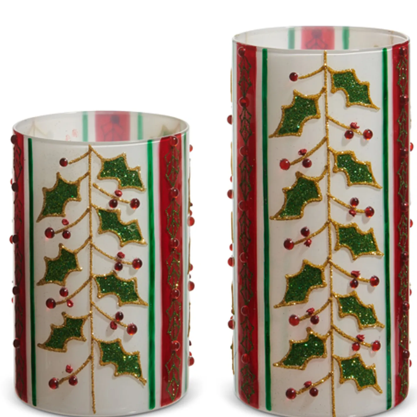 Raz Imports Raz 8" set of 2 Holly Berry Container Christmas Decoration 4524634 Outlet