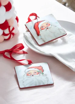 Raz Imports Raz 4" Set of 2 Santa Face Disc Christmas Ornament 4321321 Sale