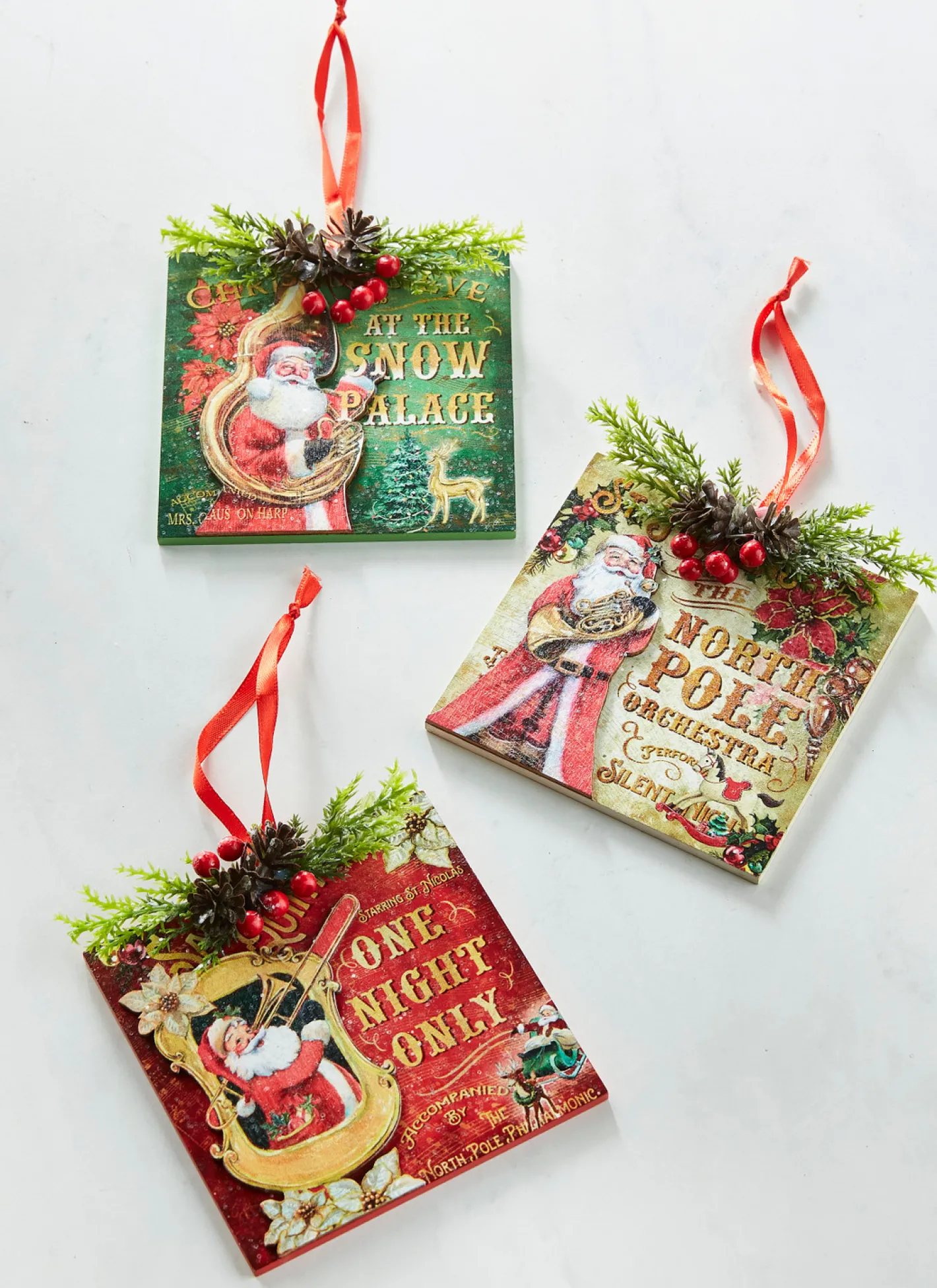 Raz Imports Raz 4.5" Set of 3 Santa's Musical Orchestra Christmas Ornaments 4316123 Discount