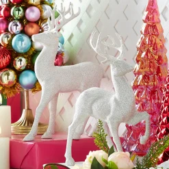 Raz Imports Raz 12.75" Set of 2 White Glittered Deer Christmas Figures 3100812 Online