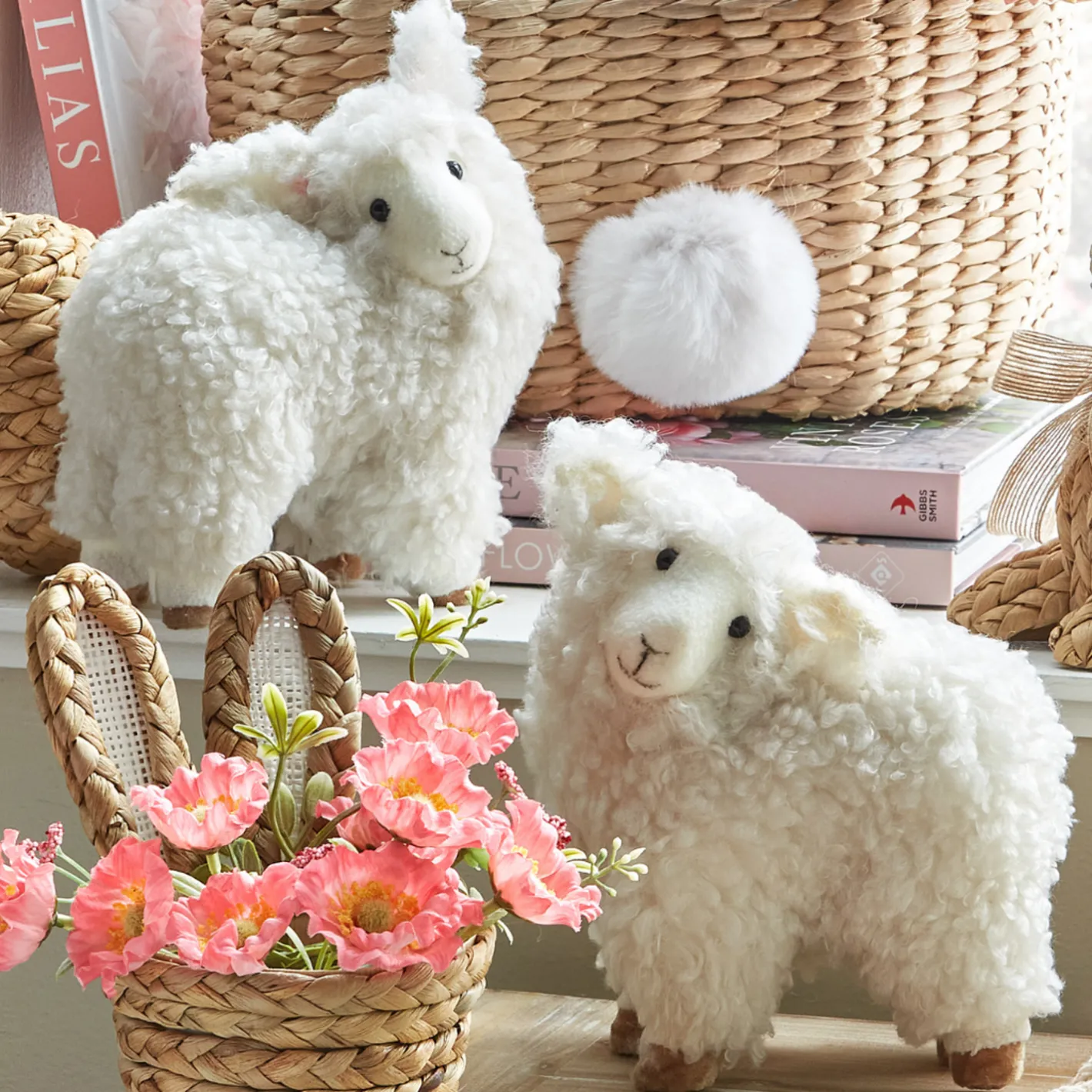 Raz Imports Raz 8" Sherpa Lamb Easter Figures Set of 2 4353308 Clearance