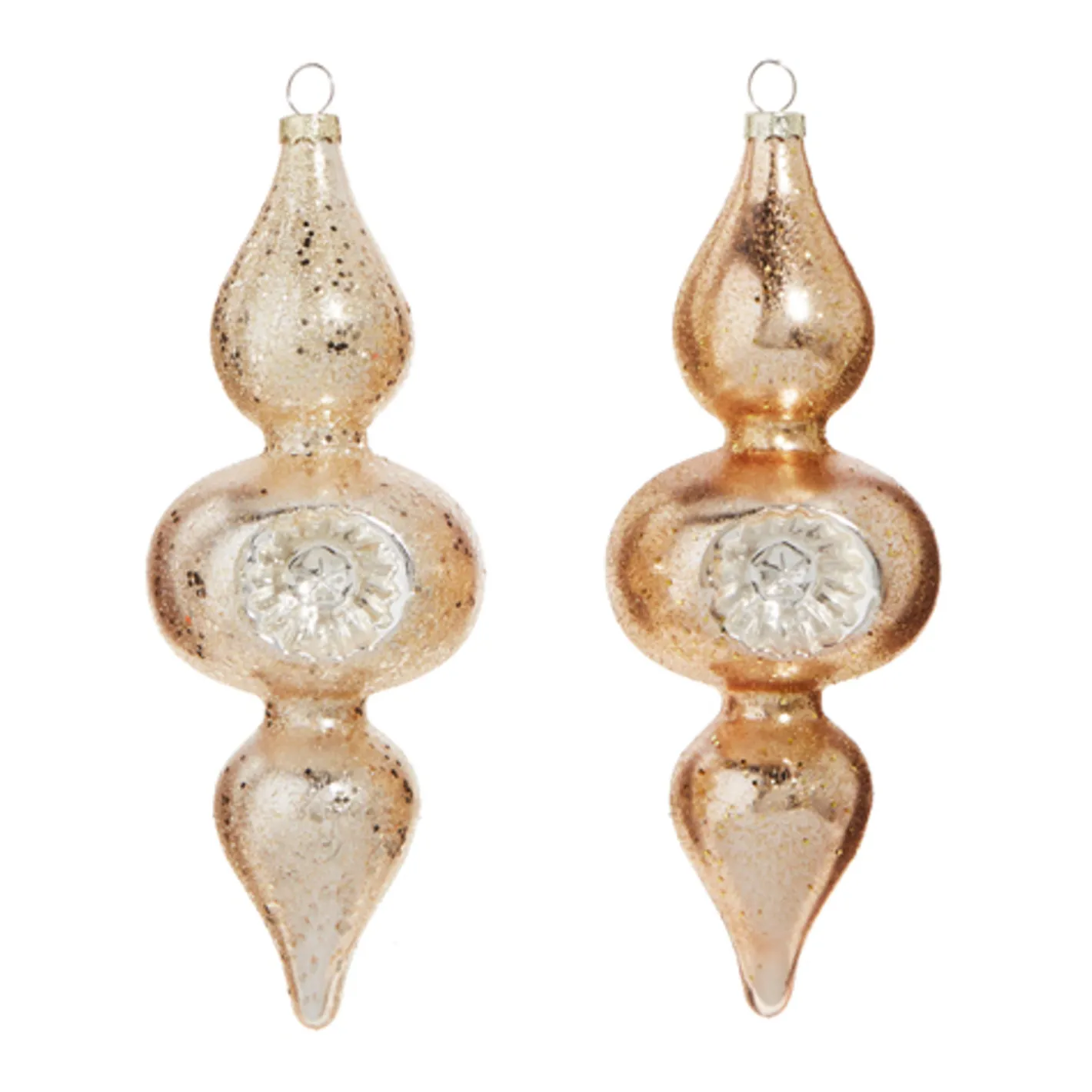 Raz Imports Raz 8" Silver and Gold Reflector Finial Glass Christmas Ornament 4324535 Outlet