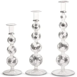 Raz Imports Raz 14.5" Silver Etched Snowflake Christmas Taper Candle Sticks Candle Holder Set of 3 4424629 Clearance