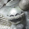 Raz Imports Raz 5" Silver Jeweled and Pearl Glass Ball Christmas Ornament 4424508 Outlet