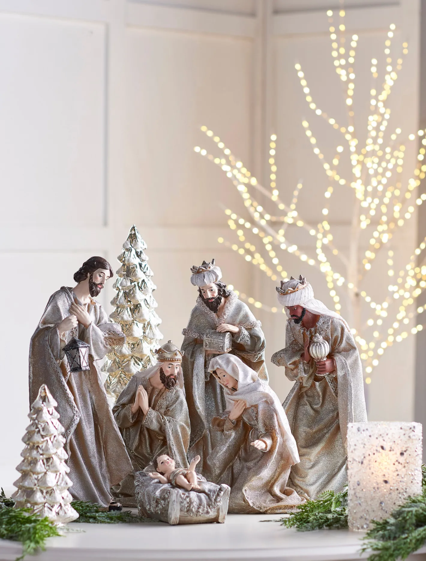 Raz Imports Raz 15.75" Silver Metallic Christmas Nativity Set 4312107 Discount