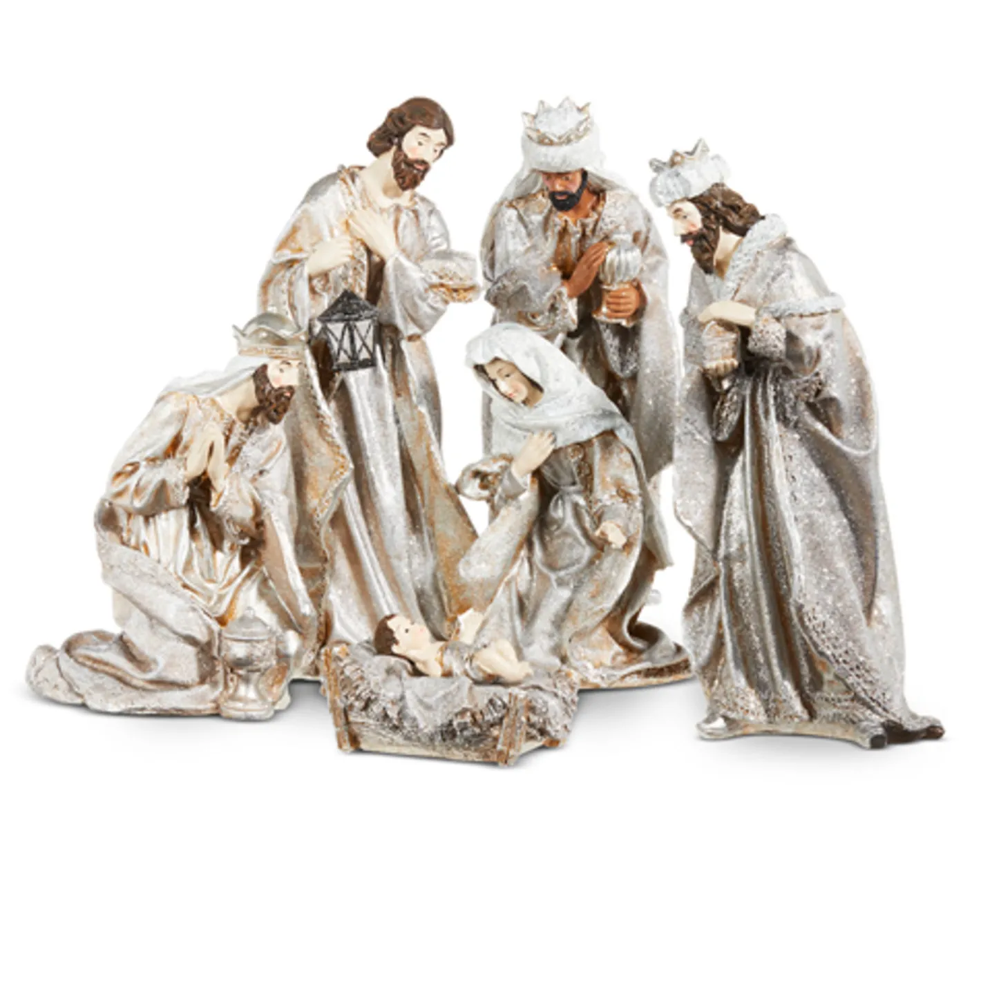 Raz Imports Raz 15.75" Silver Metallic Christmas Nativity Set 4312107 Discount