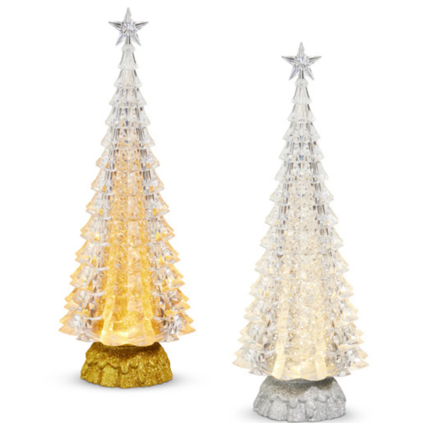 Raz Imports Raz 15" Silver or Gold Lighted Tree with Swirling Glitter Christmas Water Globe Decoration Clearance