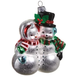 Raz Imports Raz 4.5" Snowman Couple Glass Vintage Christmas Ornament 4552904