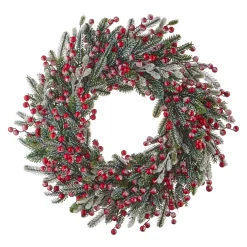 Raz Imports Raz 28" Snowy Berry and Fir Christmas Wreath W4126005 Best